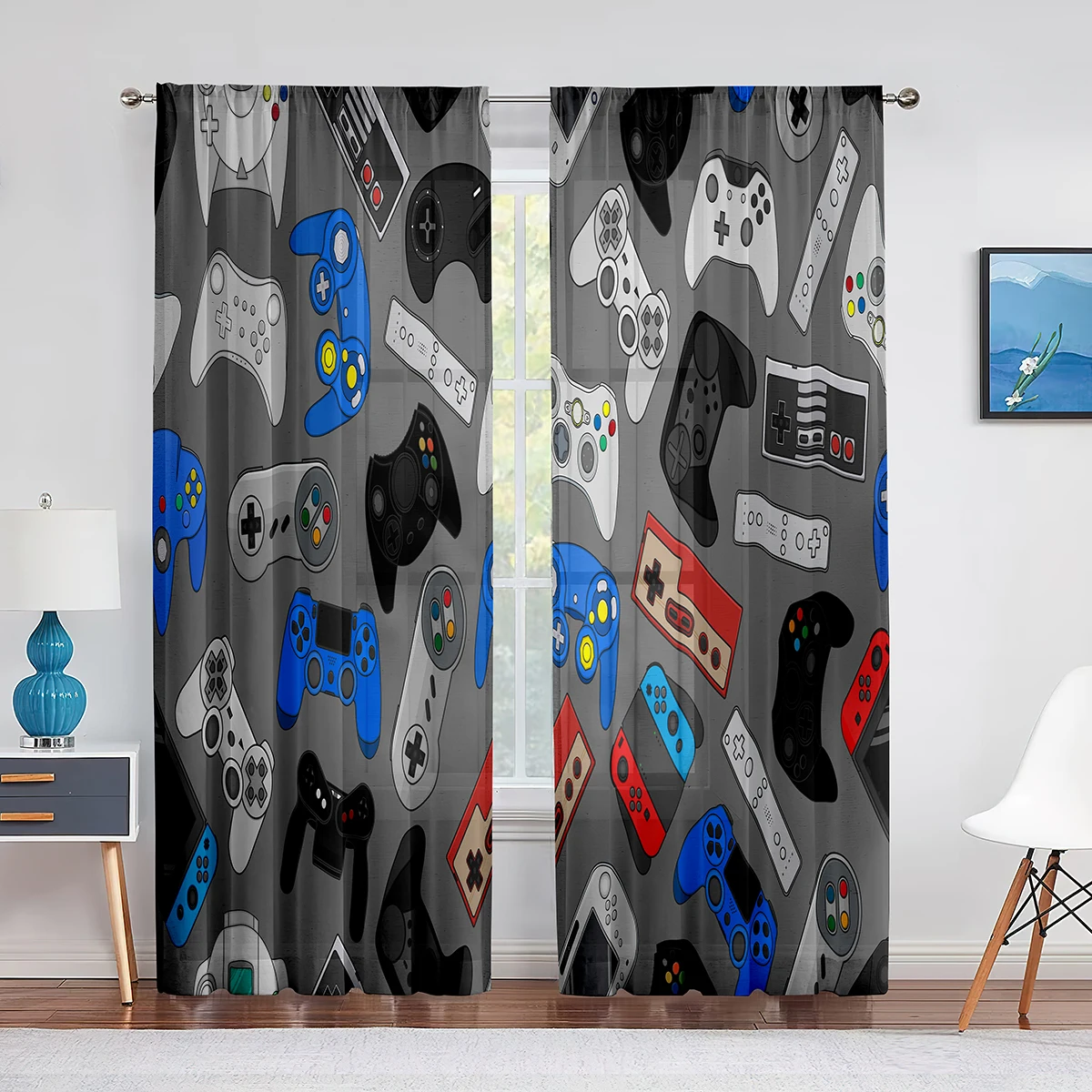 Cortinas con diseño de mando d - Retro Gaming Youtube reseña y precio