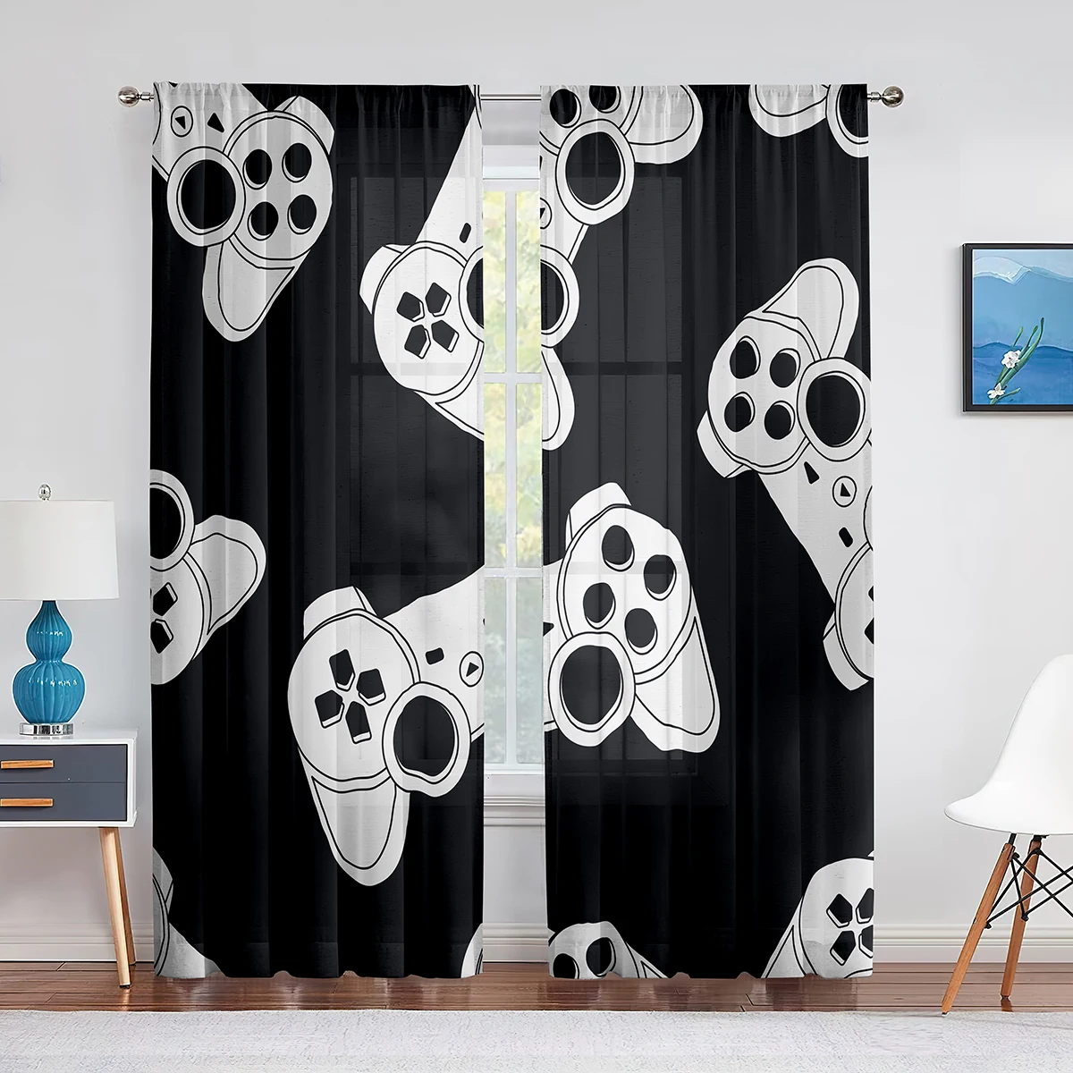 Cortinas con diseño de mando d - Retro Gaming Youtube reseña y precio